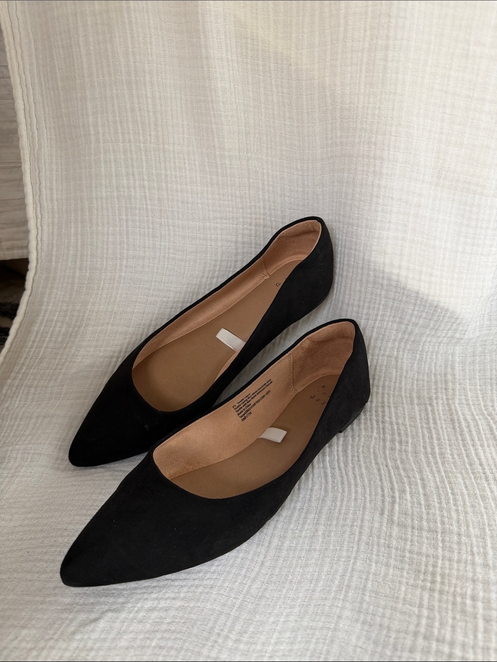 Women's A New Day Black Pointed Toe Ballet Flats